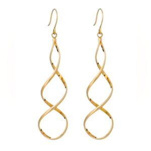 Helix Spiral Drop Earrings – Twisted Gold Tone Dangle